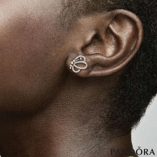 New Genuine Pandora Sparkling Openwork Butterfly Outlines Stud Earrings 297912CZ - Picture 8 of 10