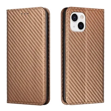 For iPhone 17 Pro Max 16e 15 14 13 12 Carbon Fiber PU Leather Wallet Flip Case