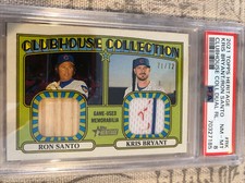 2021 Topps Heritage Kris Bryant Ron Santo Clubhouse Relic /72 PSA 8 Chicago Cubs