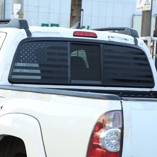 For Toyot@ Tacoma 2011-2015 Black Flag PVC Rear Window Glass Sticker Decal Cover - Foto 4 di 12