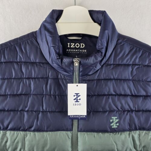 $80 Izod Advantage Large Puffer Vest Gilet Colorblock Golf Wind Full Zip Pockets - Picture 8 of 20
