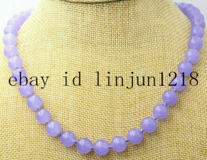 Naturel 8/10/12mm Lavande Jade Round Perles de pierres précieuses Collier 18'' AAA