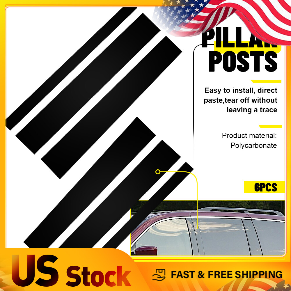 6PCS Door Pillar Window Post Molding Cover Black For 2005-2010 Honda Odyssey