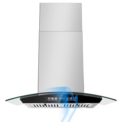 Tieasy 30 Inch Island Range Hood 700 CFM Ceiling Mount Gesture Control 3 Speed