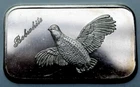 WILD BOBWHITE BIRD 1 OZ 999 FINE SILVER BAR THE JUSTICE MINT LOW MINT RECTANGLE.