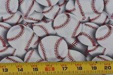 26" Long, White Baseballs on Gray Quilt Cotton, Timeless Treasures/2002, P3155