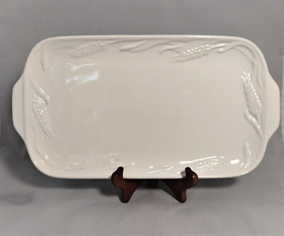 Pfaltzgraff Hearth White 14'' Embossed Wheat Bread Tray
