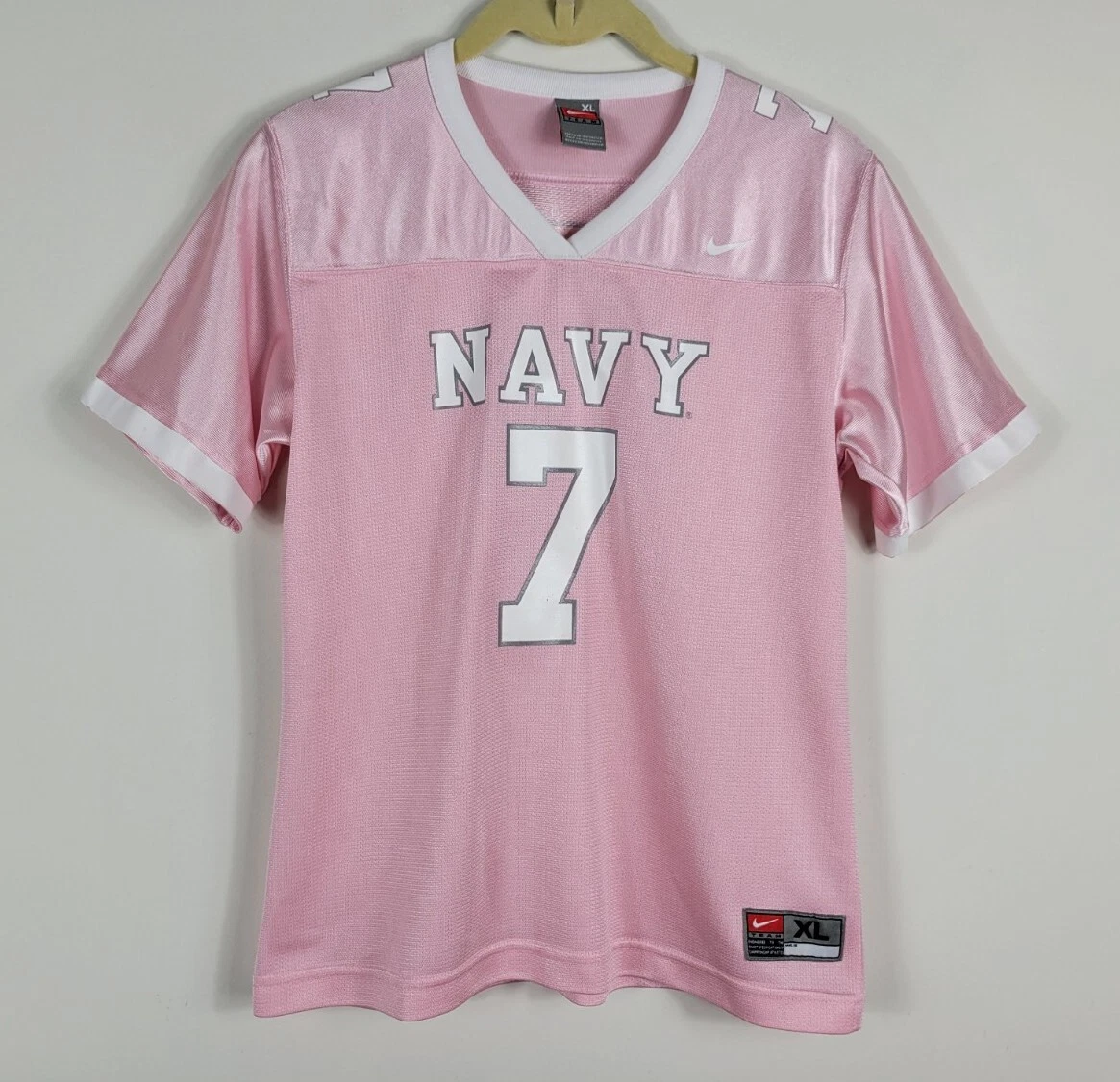 Navy Football 7 Nike Team NCAA Pink Football Jersey Womens Size L