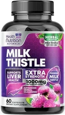 Milk Thistle Supplement for Liver Detox and Cleanse 1000mg, Milk Thistle Extract