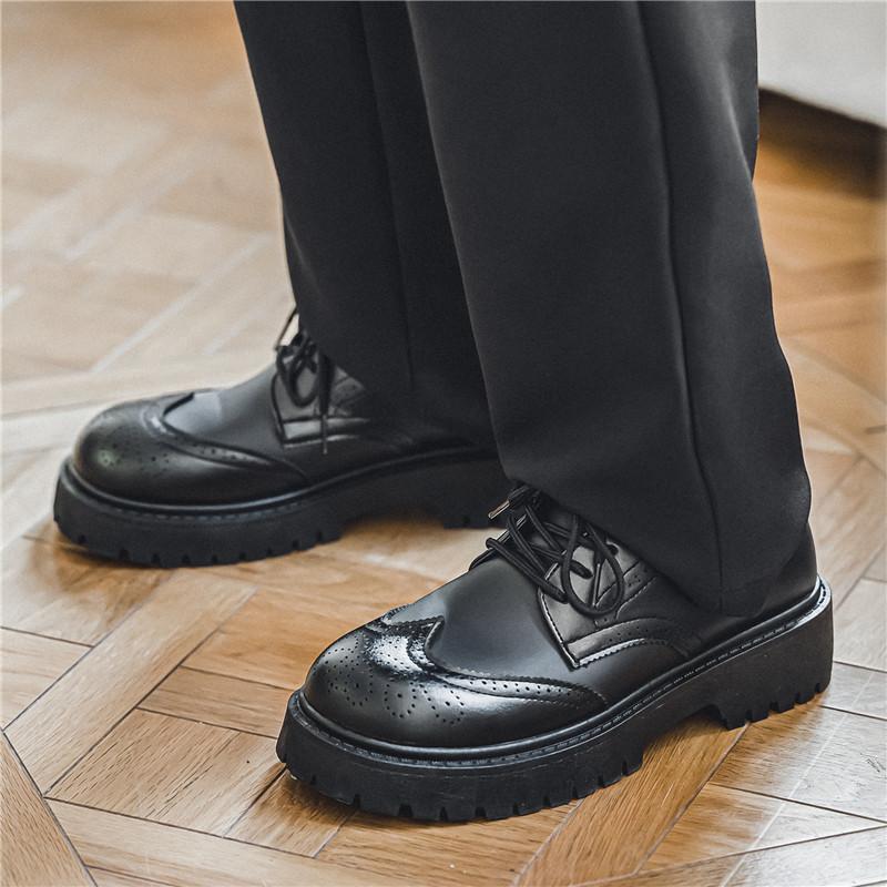 SAOLA Scarpe casual Oxford uomo British punta tonda abito piatto moda stringate plateau