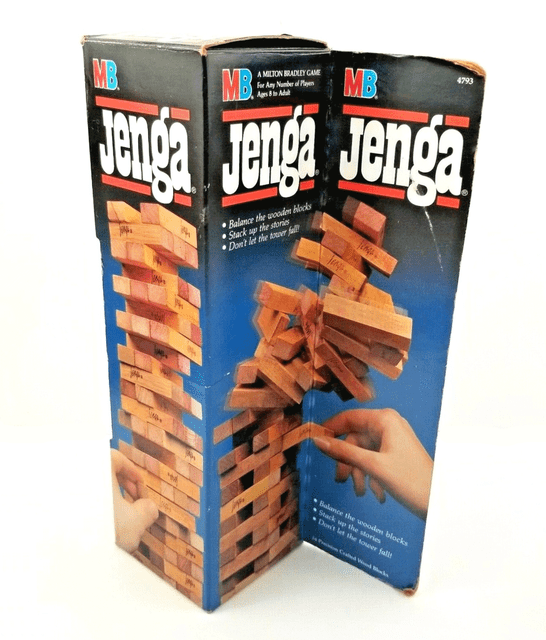 Vintage 1986 Milton Bradley JENGA Wooden Block Stacking Game Original