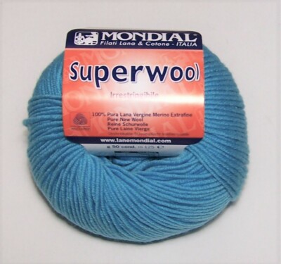 10 balls of Mondial SUPERWOOL Extrafine Merino Wool Yarn #109 BLUE