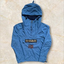 Womens Blue Napapijri Rainforest 1/4 Zip Padded Hooded Jacket (size S) L55