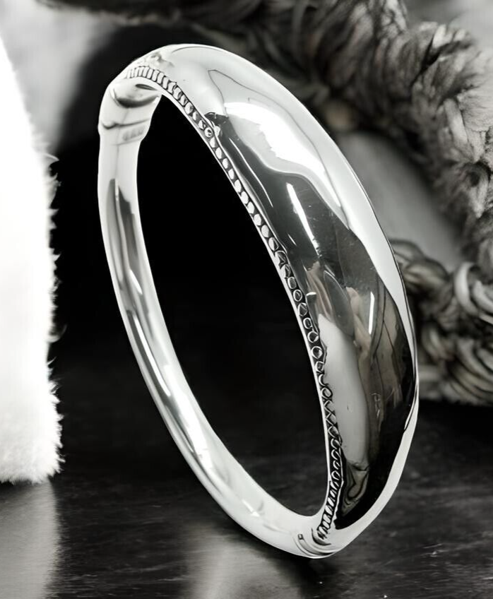 アクセサリー vintage spring bangle 925 Sterling Silver Classic Simple Bangle-Lightweight Spring