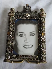 Tizo Jeweled w/ Crystals Enameled 4x8 Frame for 3 1/2x5 Picture free shipping 