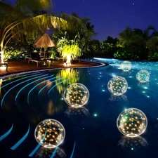 Solar Powered Floating Pool Lights, Christmas Decorations Outdoor Decorations