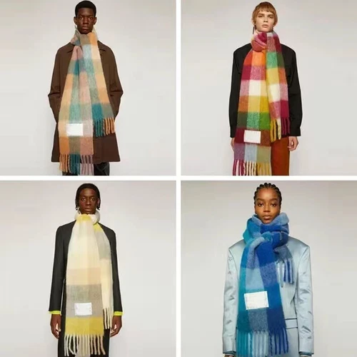 DE Neu Acne1 Studios Schal Schals Warme Tartan Wrap Rainbow Wool Pashmina Schal - Bild 18 von 49