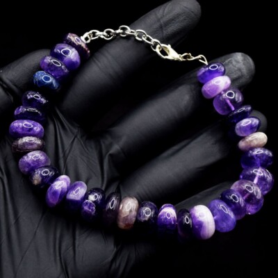 Hervorragendes Muster lila Amethyst 210,00 kt Perlen schönes Armband VK 06 E631