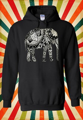 Elefant Zeichnung ethnisches Muster Kunst Männer Frauen Unisex Top Hoodie Sweatshirt 577