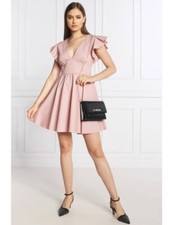 NWT. $505 RED VALENTINO Empire-line Fluted Mini Dress In Pink IT42 US4