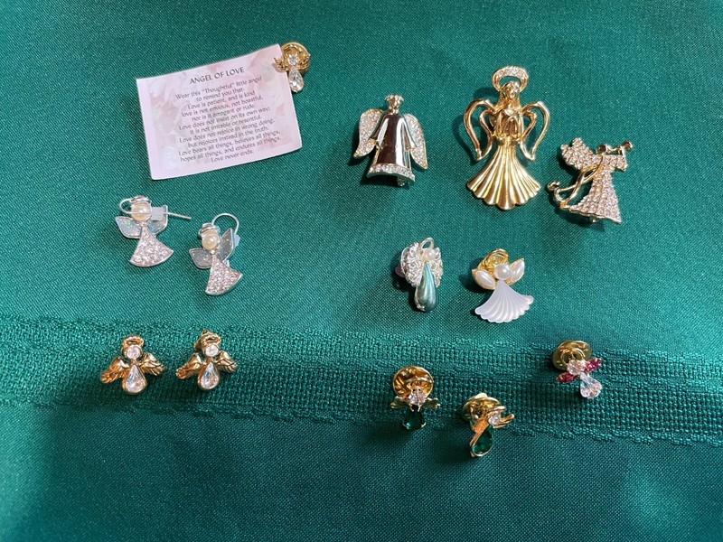 Vintage Lot of Angel Earrings and Broches Jewelry by Monet, Ganz and Avon