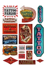 1:24 1:25 G scale model tattoo parlor piercing shop signs