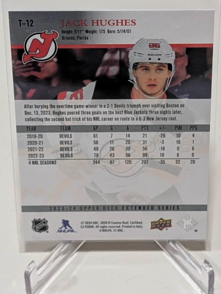 Jack Hughes 2023-24 Upper Deck Extended Series 2008-09 UD Retro #T-12 NJ Devils - Image 2 of 2