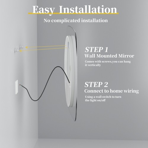 Modern LED Bathroom Mirror w/ Backlit Clear Glass Frame Defog Dimmable Touch HD - Picture 16 of 17
