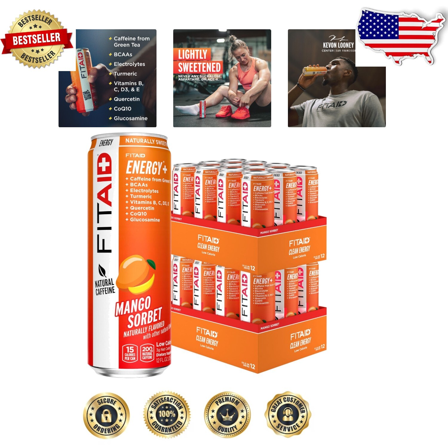 Vegan & Gluten-Free FITAID ENERGY: 200mg Caffeine, 24-Pack Ice-Cold Delight