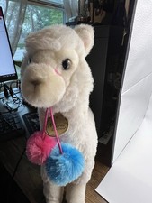 Aurora Miyoni Cream Alpaca Llama Plush 12 Inch with Pom Poms. Super Soft