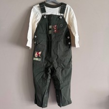 Vintage Disney Store Winnie the Pooh Green Embroidered Overalls Tigger 24M NEW