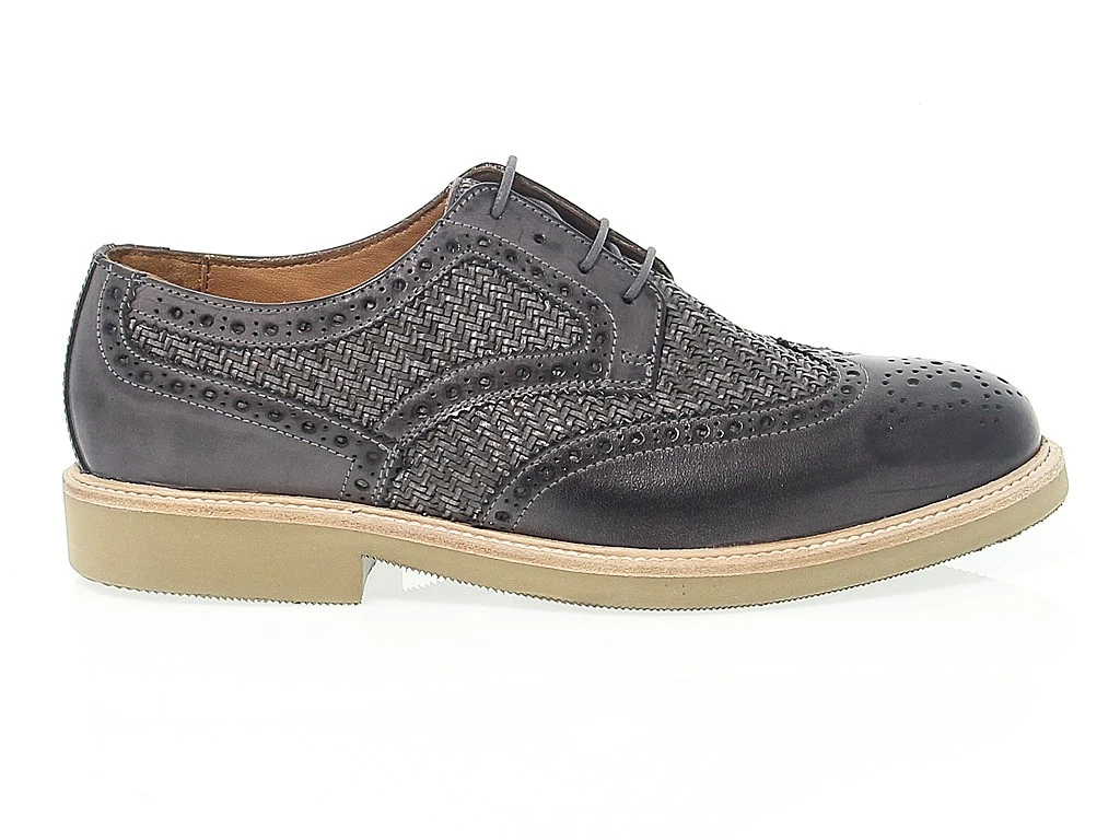 Lace up shoes ANTICA CUOIERIA 20100 in gray leather   Men's Shoes