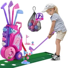 Toddler Golf Set 2-4 Years, Upgraded Kids Plastic Golf Clubs with 12 Balls, P...