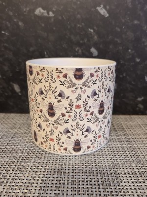 Pflanzkübel Bienen und Blumen Keramik glasiert 12,5 cm hoch
