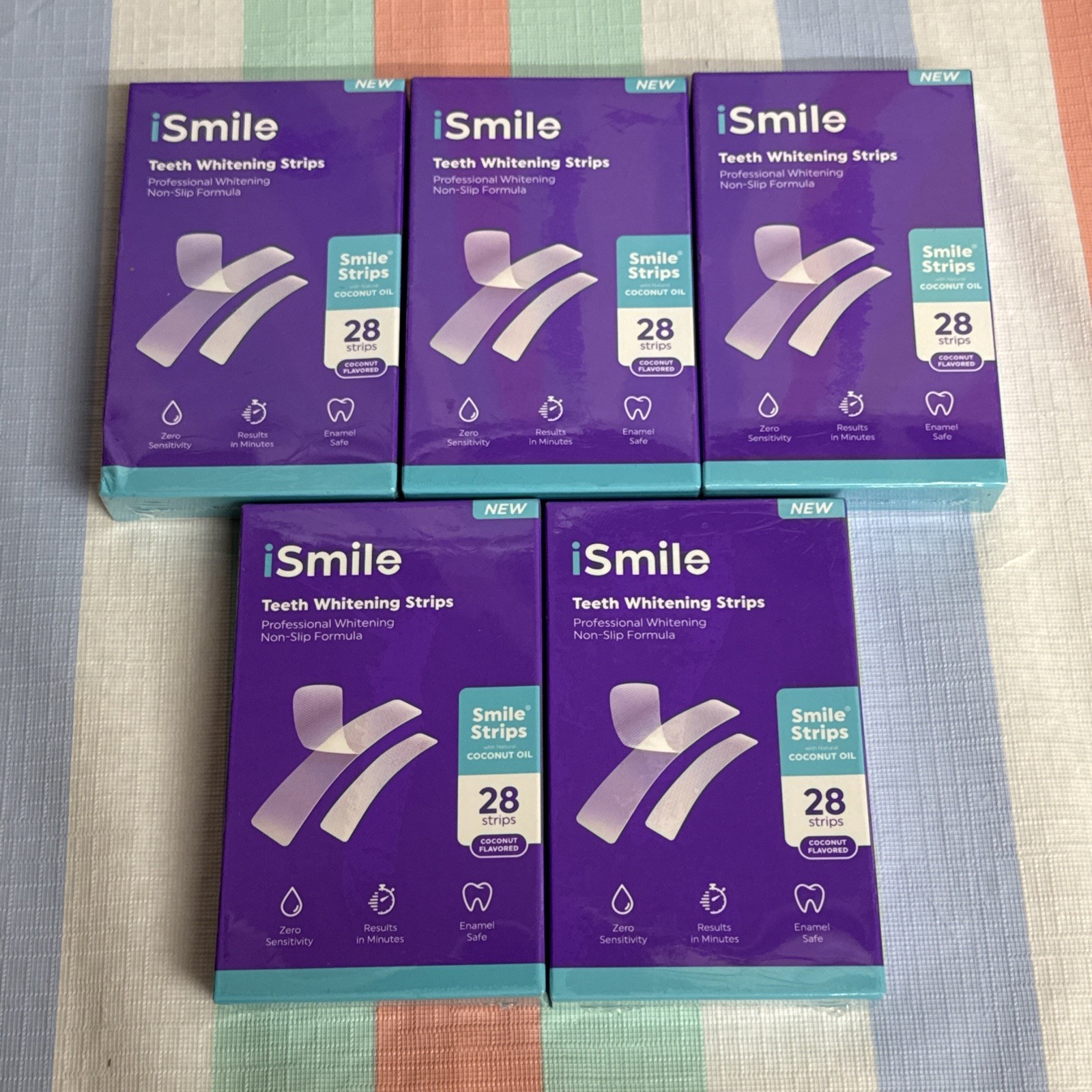 iSmile Teeth Whitening Strips 28 Strips Coconut Oil - 5 Boxes (140 Strips)