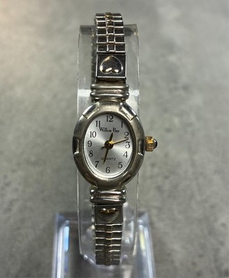 Willow Bay Women's Quartz Watch 16mm Oval Silver Tone Hearts Working