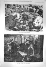 Original Old Antique Print 1870 Cattle Show Birmingham Holborn Theatre Odds