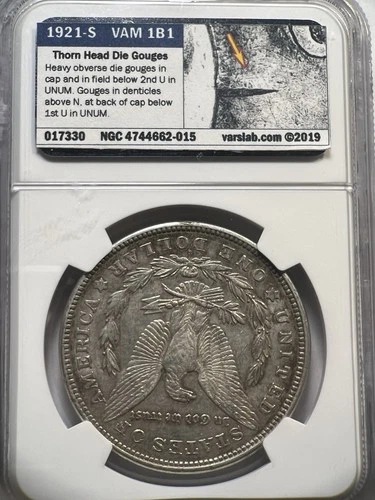 1921-S MORGAN DOLLAR VAM 1B 1 THORNHEAD RARE NGC AU 50 Vss 1b1