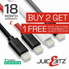 JuicEBitz® Heavy Duty USB Charger Cable for iPhone 14 13 12 11 6s 7 8 SE XR iPad