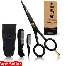 5 Professional Beard Mustache Scissors with 1 Beard Comb, 1 Mustache Comb an...