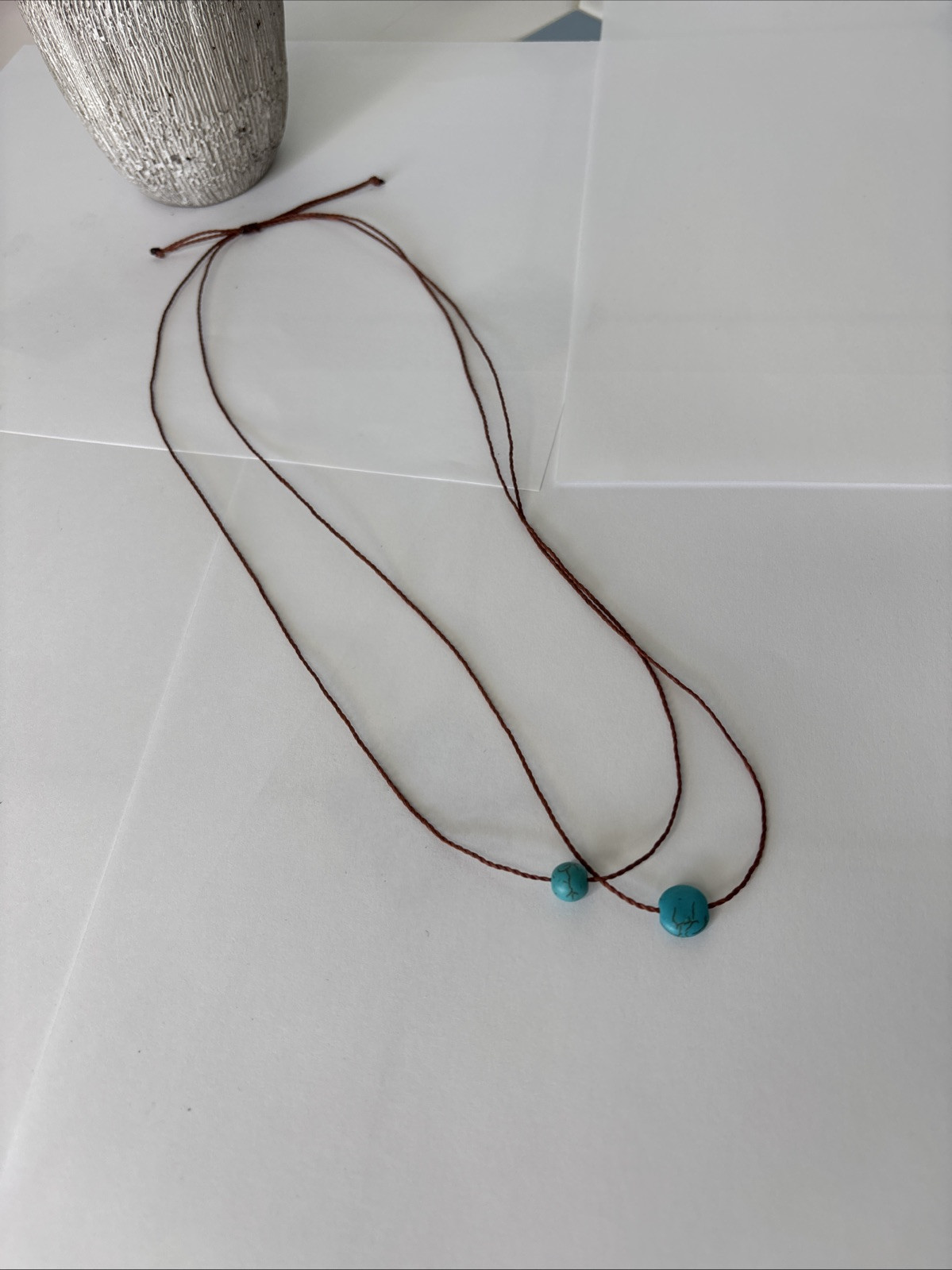 turquoise simple adjustable string necklace - image 2
