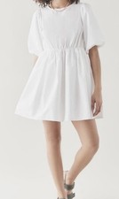 MADEWELL Women’s Crew Neck Bubble-Sleeve White Mini Dress Size 0 (XS)