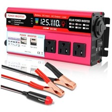 1000W Peak Power Inverter, Car Inverter with 3 AC, 3 USB,1 Type-c Port 12V