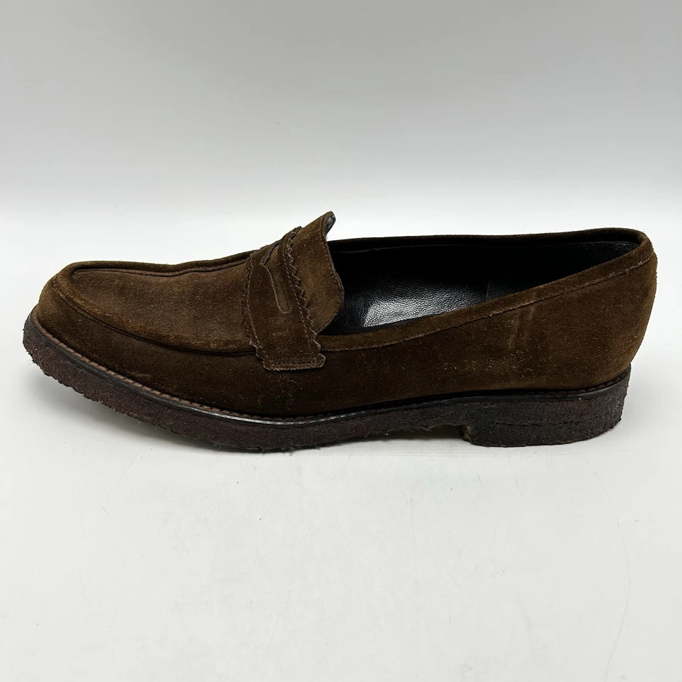 Mocasines Stuart Weitzman para mujer 6,5 N marrón gamuza cuero suela de goma oficina carrera Foto 3 de 4