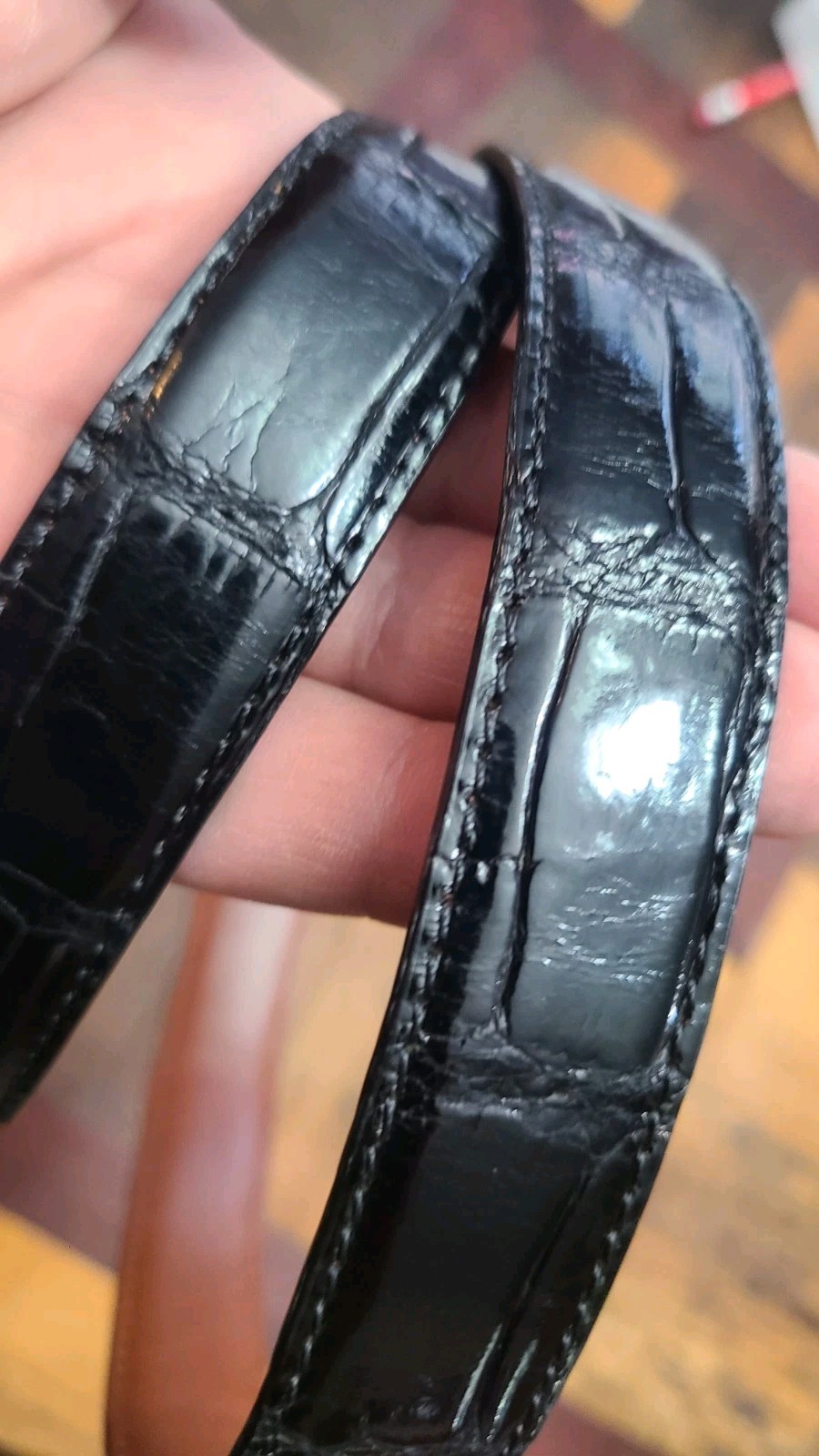 Ralph Lauren Sterling Alligator Belt - removable buckle no holes needed 36"Black thumbnail 8