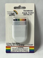 3 Rainbow Face/Body Paint Sticks Pride LGBTQ Red Orange Yellow Green Blue Purple