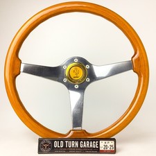 Momo Gritti Steering Wheel 365mm Wood Polished 3-spoke July 1985 Vintage Momo Gritti Steering Wheel 365mm Wood Polished 3-spoke July 1985 Vintage