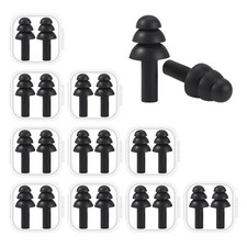 Premium Noise Cancelling Silicone Ear Plugs Waterproof Reusable Black