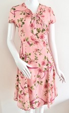 Blumarine Blugirl Dress Vintage Y2K Pink Floral Roses Ribbon Size IT 40 S🌺
