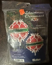 NIP~Sulyn Holiday Time Red Star Burst Vtg Sequin Bead Christmas Ornament Kit 